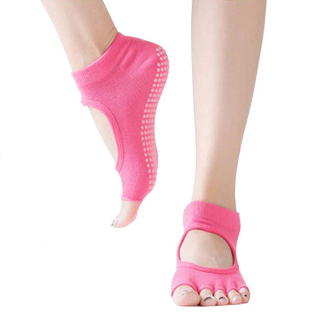 Yoga Pilates Womens Non Slip Toeless Non Skid Sticky Grip Sock Toeless Socks Rose