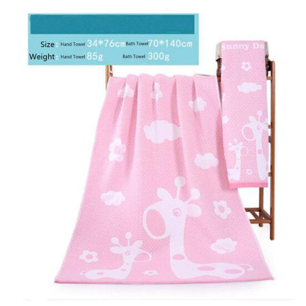 Premium Bath Towel Set Cotton Bath Towel Bundle 1 Bath Towel and 1 Hand Towel Deer Pink