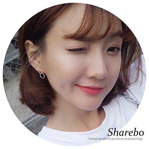1 Pair Two Ring-Connected Simple Trend Earrings, Cute Wild Fashion Small Earrings