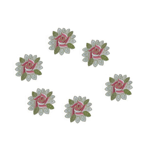 Set 6 Rose Hollow Out Embroidery Place Mats Round Heat Resistant Washable Coasters
