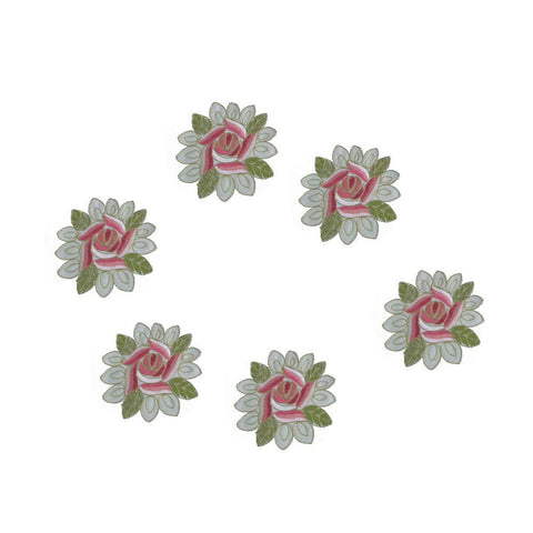 Set 6 Rose Hollow Out Embroidery Place Mats Round Heat Resistant Washable Coasters