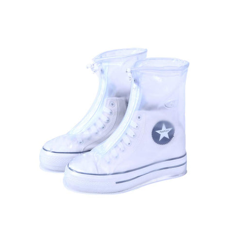 Clear Waterproof High-Tops Shoe Covers Foldable Non-Slip Cycling Shoe Covers
