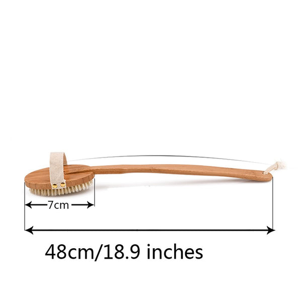Natural Boar Bristle Body Brush with Detachable Extra Long Arc Handle Exfoliating Bath Body Brush