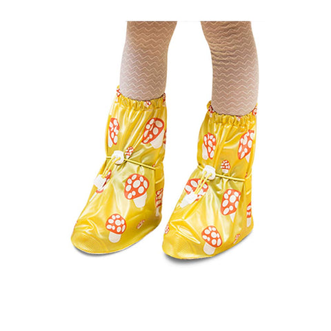 Lovely Mushroom Waterproof High-Tops Shoe Covers Foldable Non-Slip Cycling Shoe Covers for Kids Yellow