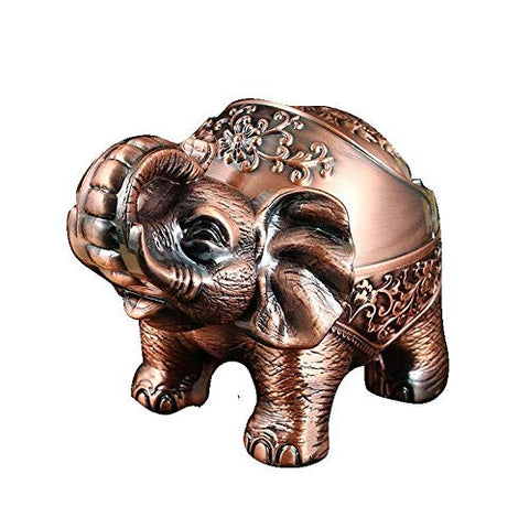 SANGFOR Vintage Decorative Windproof Ashtray with Lid Vintage Elephant Cigarettes Ashtray for Indoors Outdoors Metal Smoking Ashtray Fancy Gift