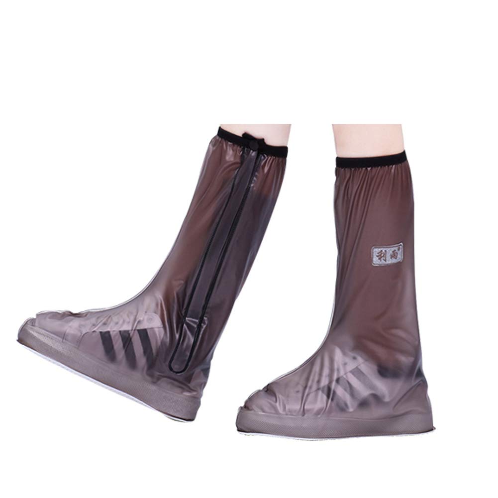 Simple Style Non-Slip Waterproof Boot Covers for Rain Foldable Extra High-Tops Shoe Covers Brown