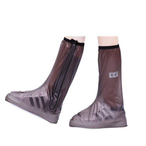 Simple Style Non-Slip Waterproof Boot Covers for Rain Foldable Extra High-Tops Shoe Covers Brown