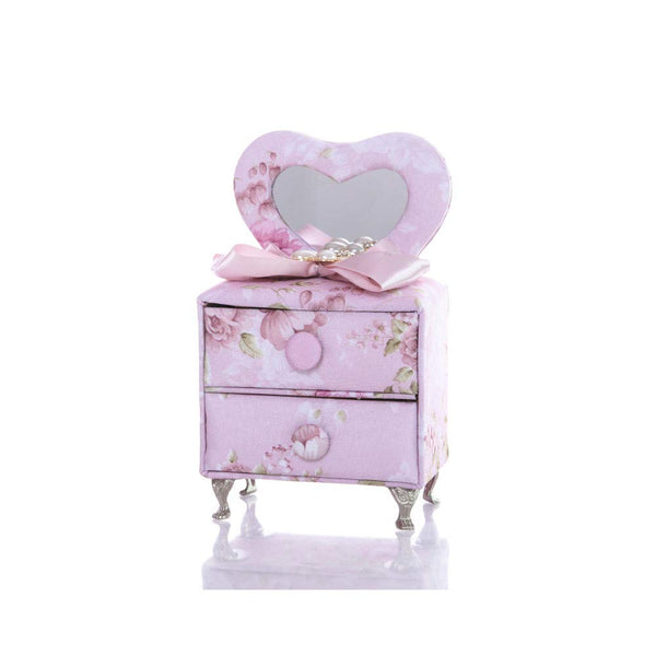Creative Dresser Jewelry Box Floral Jewelry Organizer Bow Jewelry Box for Girls Pink