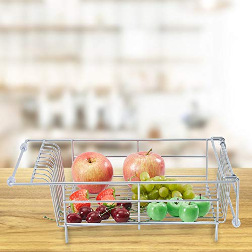 Expandable Dish Drying Rack with Utensil Holder, Small Dish Drainer for Over Sink or On Counter