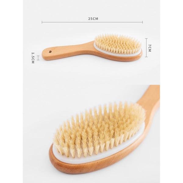 Case of 10 Packs, Natural Boar Bristle Exfoliating Bath Body Brush with Short Wooden Handle