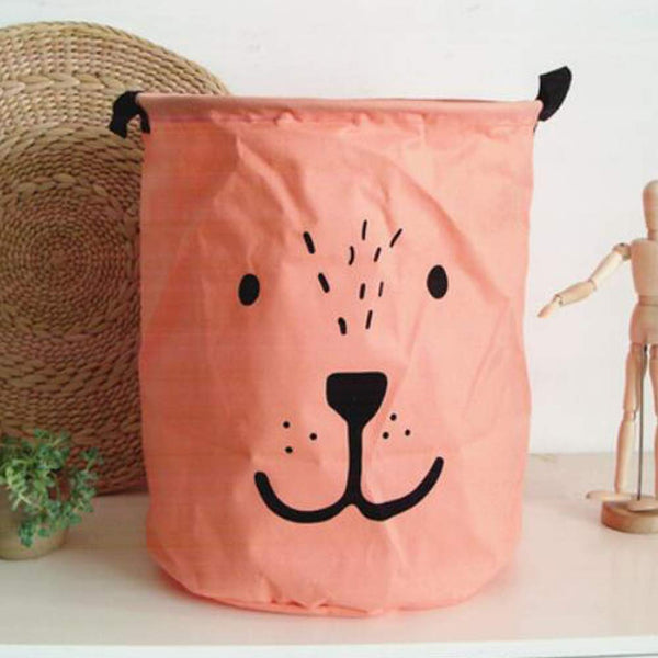 Cartoon Expression Foldable Laundry Basket Storage Bag Practical Hamper Bag Red