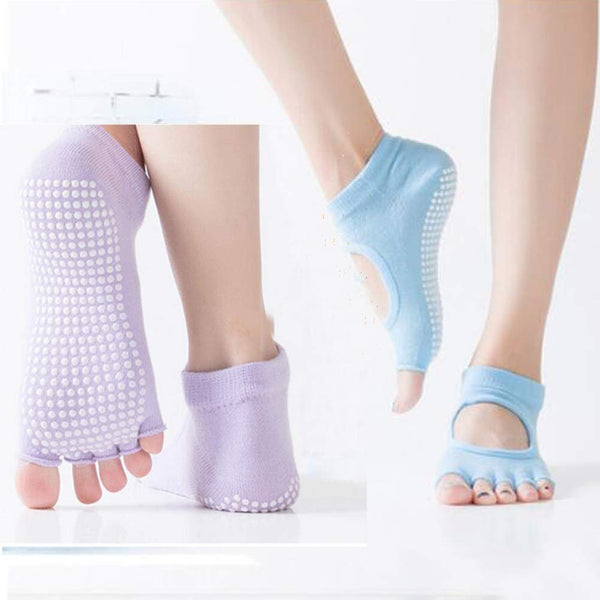 Yoga Pilates Womens Non Slip Toeless Non Skid Sticky Grip Sock Toeless Socks Black