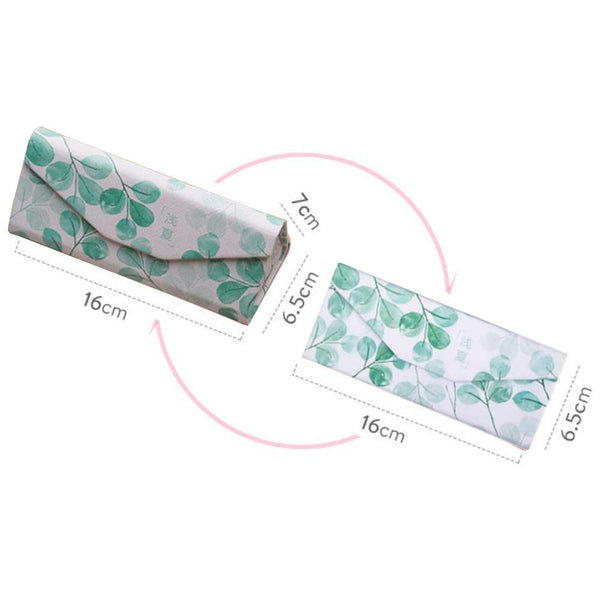 Collapsible Eyeglass Case Magnetic Closure Glasses Case Myopic Glasses Box Green Leaf-4