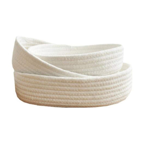 Set of 3 Cotton Rope Storage Basket Laundry Basket with Handles Nursery Hamper Organizer White