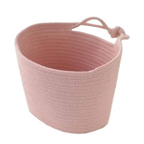 Nordic Style Pink Cotton Rope Storage Basket Laundry Basket with Handles Nursery Hamper Organizer