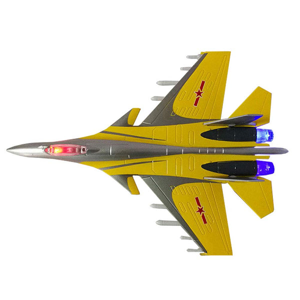 Chinashow Kids Toy Airplane Alloy Metal Airplane Model Pullback Airplane with Realistic Aircraft Sounds J-15 Fighter Yellow
