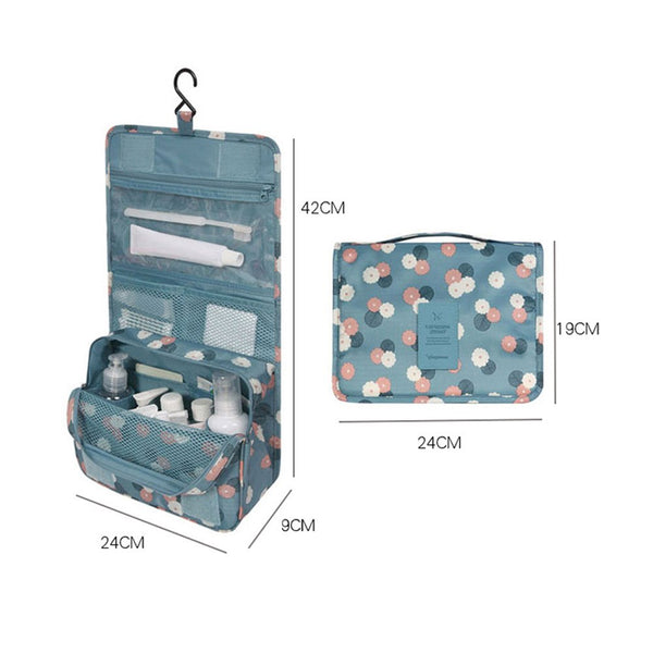 Multifunction Case Portable Travel Makeup Cosmetic Bag Cute Daisies Cosmetic Bag Organizer Blue