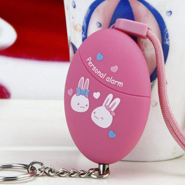 120db Oval Emergency Personal Alarm Keychain Self-Defence Personal Security Keychain Alarm Pink Rabbit