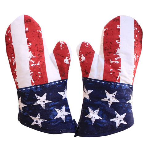 Lanburch Set of 2 Oven Mitts Heat Resistant Kitchen Gloves Oven Gloves Potholders American Flag