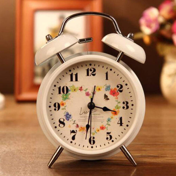 4" Twin Bell Alarm Clock with Backlight Battery Operated Loud Alarm Clock, Love