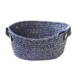 Cotton Rope Storage Basket Laundry Basket with Handles Nursery Hamper Organizer Blue