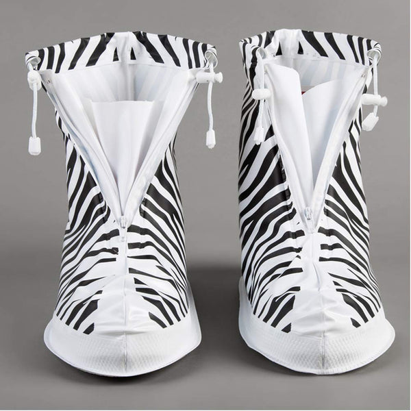 Creative Zebra Stripe Waterproof Shoe Covers Foldable Non-Slip Cycling Shoe Covers