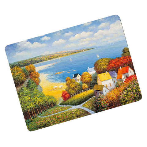 1PCS Vintage Cork Placemats Hardboard Placemats Durable Heat Resistant Placemat, Beautiful Harbor