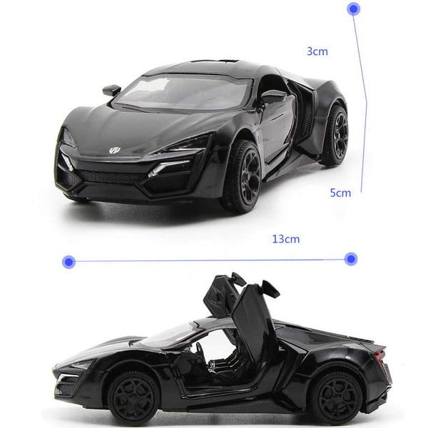 1/36 Lykan Alloyed Car Model Child's Toy Cars with Light and Sound Best Gift, Black