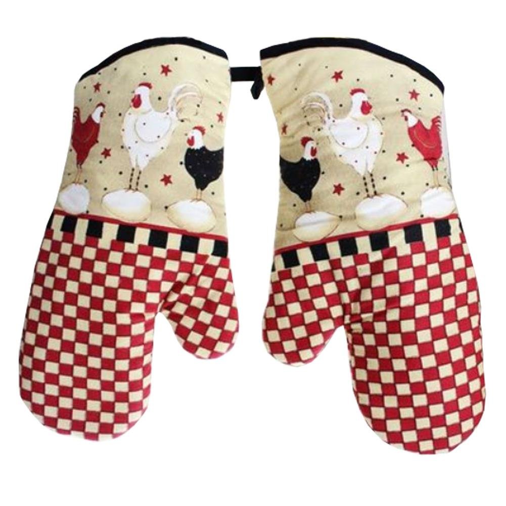 Lanburch Set of 2 Oven Mitts Heat Resistant Kitchen Gloves Oven Gloves Potholders Cute Chicken