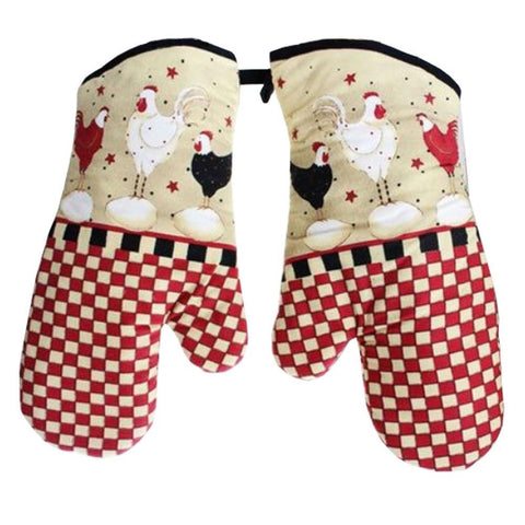 Lanburch Set of 2 Oven Mitts Heat Resistant Kitchen Gloves Oven Gloves Potholders Cute Chicken