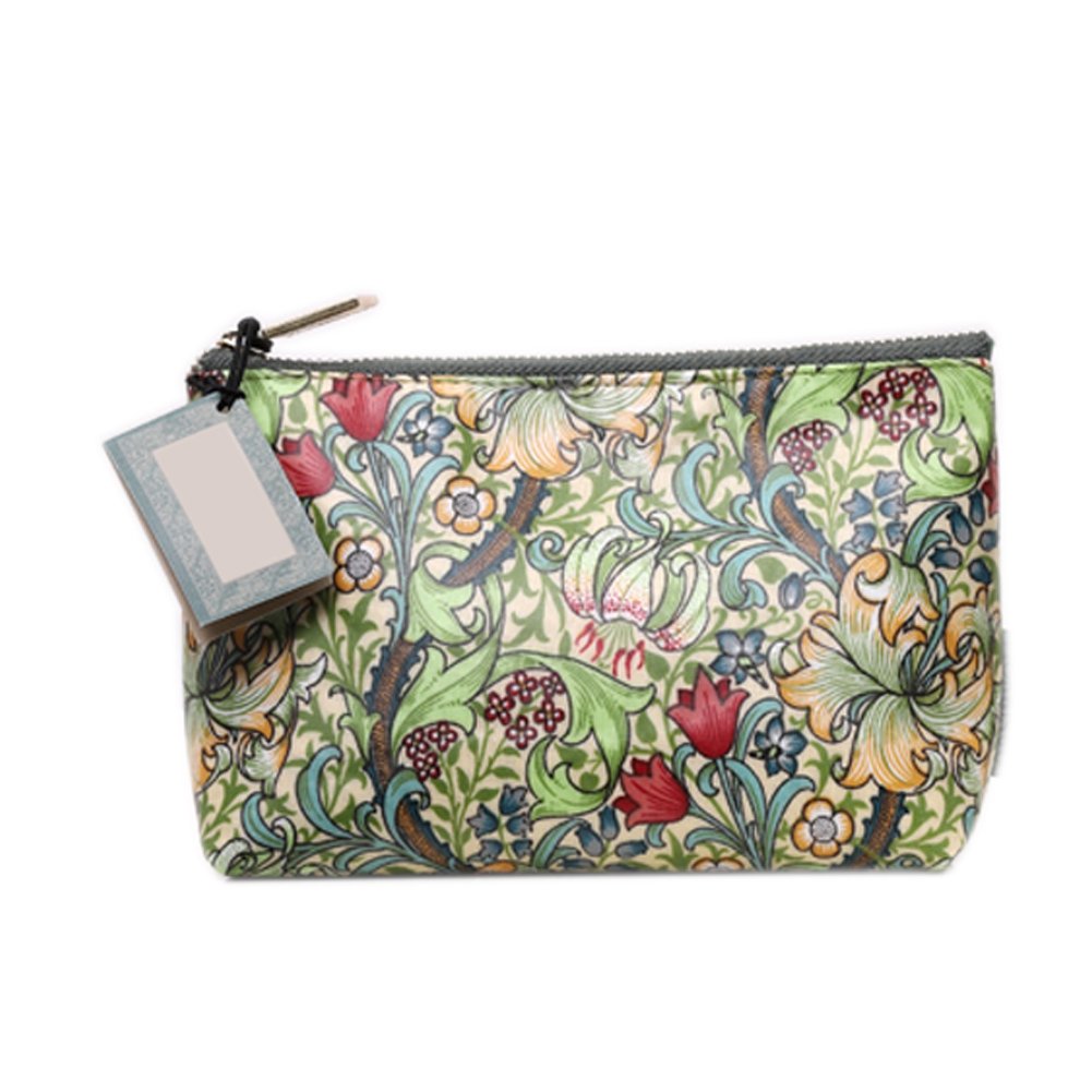 Floral Coin Purse Small Makeup Bags Portable Travel Organizer Toiletries Bag Square Pen Pouch Green