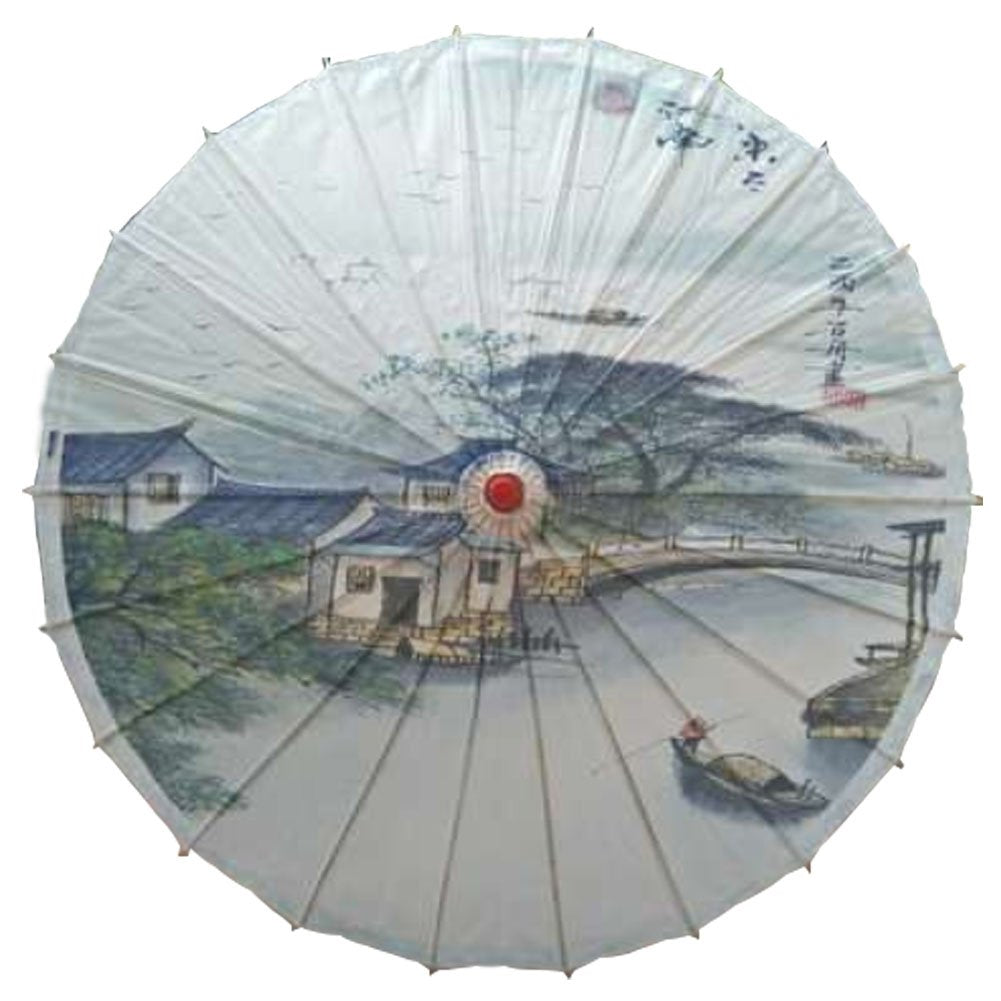 Lanburch Handmade Chinese/Japanese Style Vintage Paper Umbrella Parasol 33-Inch Watery Region