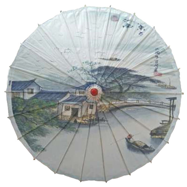 Lanburch Handmade Chinese/Japanese Style Vintage Paper Umbrella Parasol 33-Inch Watery Region