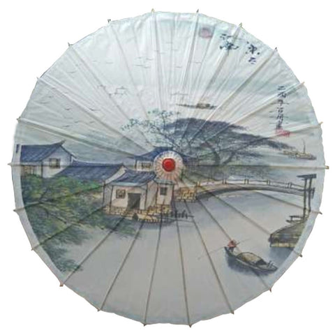Lanburch Handmade Chinese/Japanese Style Vintage Paper Umbrella Parasol 33-Inch Watery Region