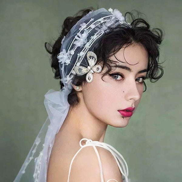Elegant Floral Lace Headband Sweet Wedding Hair Band for Bridal