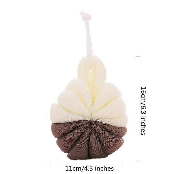 3 Packs Loofah Bath Sponge (60 gram each) Large Nylon Mesh Exfoliating Shower Scrubber Ball Brown
