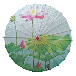 Lanburch Handmade Chinese/Japanese Style Vintage Paper Umbrella Parasol 33-Inch Lotus in The Rain