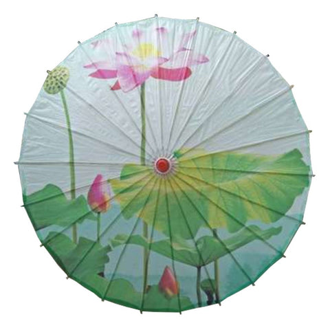Lanburch Handmade Chinese/Japanese Style Vintage Paper Umbrella Parasol 33-Inch Lotus in The Rain