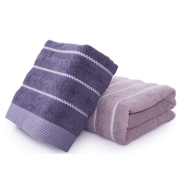 Wave Pattern Premium Bath Towel Set Cotton Bath Towel Bundle 1 Bath Towel and 1 Hand Towel Gray
