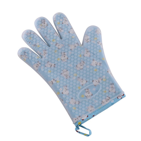 Set of 2 Oven Mitts Heat Resistant Silicone Oven Mitts Cute Panda Print Oven Gloves Silicone Mitts Blue