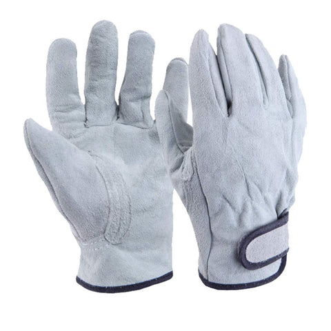 Chinashow Stick Welding Leather Work Gloves - Heavy Duty Industrial Safety Work Glovesm High Heat Proof Fire Resistant Gloves Perfect for Mechanics, Welding, Gardening, Fireplace, Stove, BBQ (Grey)