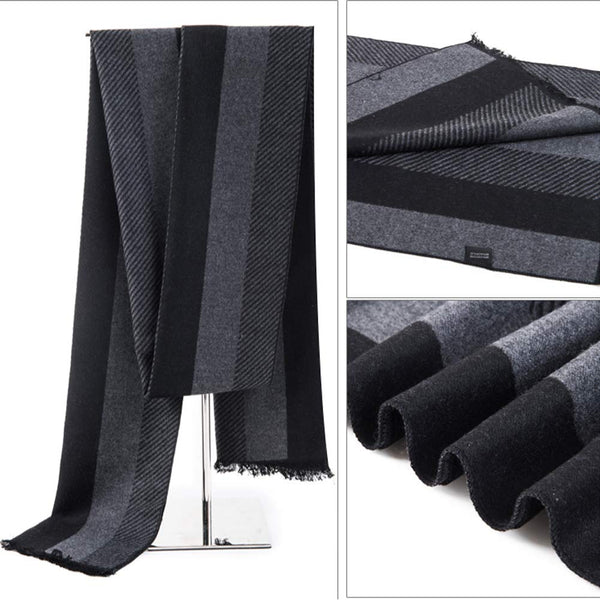 Men's Casual Scarf Winter Warmth Scarf Fashion Knit Scarves Soft Thicken Muffler with Tassels B5