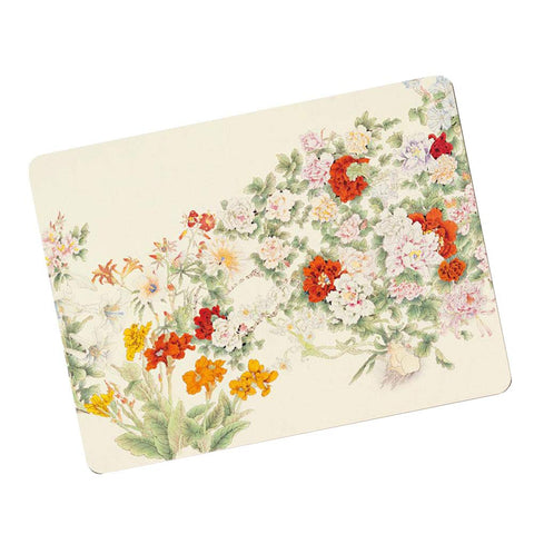 1PCS Vintage Cork Placemats Hardboard Placemats Durable Heat Resistant Placemat, Peony Garden