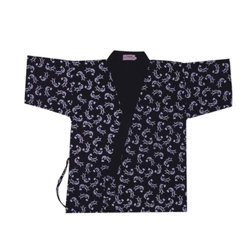 Japanese Style Floral Print Waiter Clothes Half Sleeve Uniform Sushi Restaurant Chef Waiter Clothing Black # 602