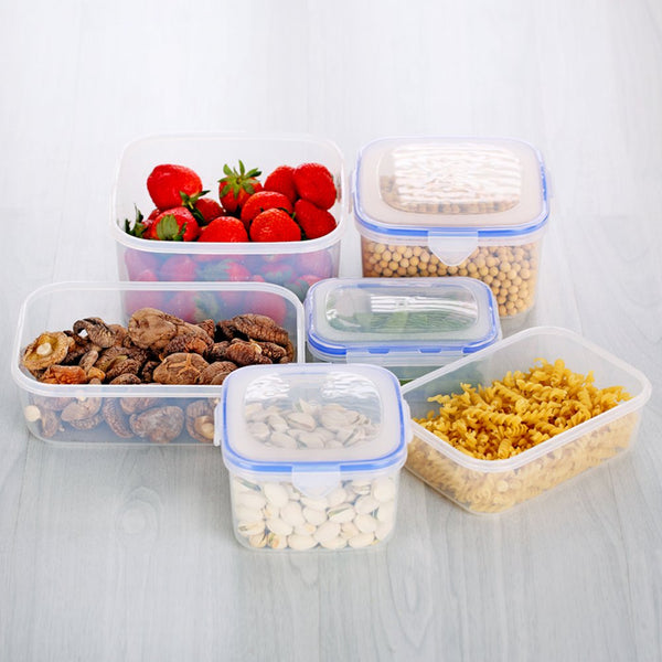 Lanburch BPA-Free Plastic Food Container Set with Locking Lids Food-Grade Translucent Food Storage Container Set of 6[224 oz]