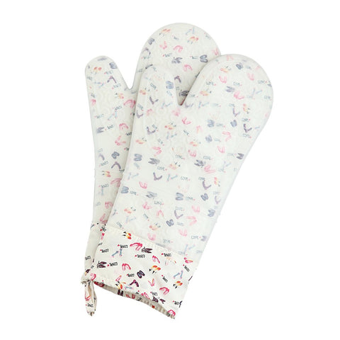 Set of 2 Oven Mitts Heat Resistant Silicone Oven Mitts Cute High Heels Print Oven Gloves Silicone Oven Mitts