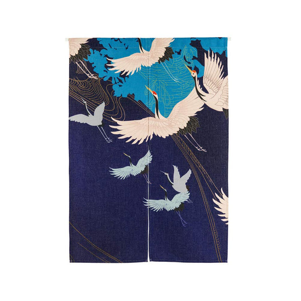 33 x 47 Inches Door Curtain Hallway Restaurant Entrance Thicken Curtain White Cranes Print Noren Curtain Cyan