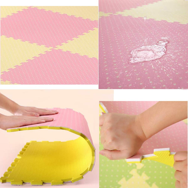 9 PCS of Waterproof Crawling/Puzzle Foam Mats Kids&Baby Foam Play Mats, Pink