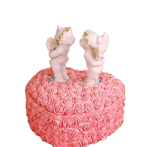 Romantic Heart Shape Jewelry Box Rose Jewelry Organizer Lovely Angels Resin Jewelry Box for Girls