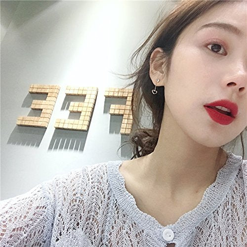 1 Pair Sweet and Cute Heart-Shaped Earrings, Wild Zircon Short Earrings